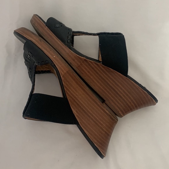 JACK ROGERS NORA Black Leather WEDGE SANDALS - Picture 3 of 8